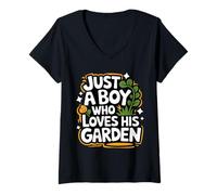 Femme Jardinier, Juste Un garçon Qui Aime Son Jardin T-Shirt avec Col en V