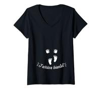 Femme J'arrive bientôt ,future maman annonce Grossesse T-Shirt avec Col en V