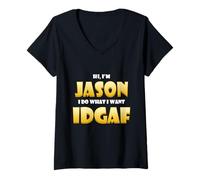 Femme Jason Costume IDGAF Meme Personalized First Name Jason T-Shirt avec Col en V