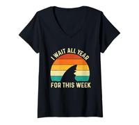 Femme J'attends Toute l'année pour Cette Semaine - Shark Lover Marine Biology T-Shirt avec Col en V