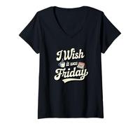 Femme J'aurais aimé Que ce Soit Le café du Vendredi TGIF Weekend Vibes T-Shirt avec Col en V