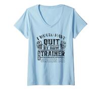 Femme J'aurais déjà arrêté de Fumer, mais Mon entraîneur me Fait Peur. T-Shirt avec Col en V