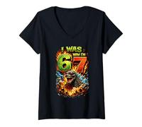 Femme J'avais 6 Ans Maintenant J'Ai 7 Ans Anniversaire 67 Meme Japanese Monster Kids T-Shirt avec Col en V