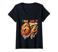 Femme J'avais 6 Ans, Maintenant J'Ai 7 Ans, Basket-Ball, garçons, Enfants, 67 mème T-Shirt avec Col en V