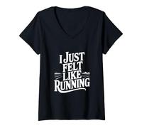 Femme J'avais Juste Envie de Courir T-Shirt avec Col en V