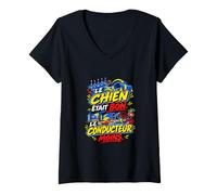 Femme J'avais Le Bon Parcours dans Ma Tête Humour Agility Chien T-Shirt avec Col en V