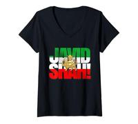 Femme Javid Shah Drapeau iranien Perse Pahlavi Lion et Soleil T-Shirt avec Col en V