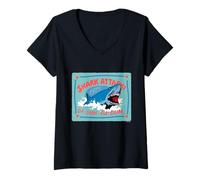 Femme Jaws Shark Attack 1975 Da-Dum Da-Dum T-Shirt avec Col en V