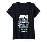 Femme Jaws Sun Surf & Sharks T-Shirt avec Col en V