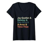 Femme Jay-Quellen & Balakay & Dee-Nice & A-Aron & Timo-Thee T-Shirt avec Col en V