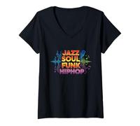 Femme Jazz Soul Funk Hip Hop Afro-American Pride Music Lover T-Shirt avec Col en V