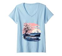 Femme JDM Cherry Blossom 240sx Art japonais mx5 Drift Car S13 T-Shirt avec Col en V