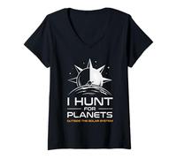 Femme Je Chasse Les planètes en Dehors du système Solaire Astronomie T-Shirt avec Col en V