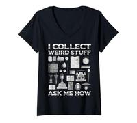 Femme Je collectionne des Objets étranges - Demandez-Moi Comment est Vintage Hobby Art T-Shirt avec Col en V