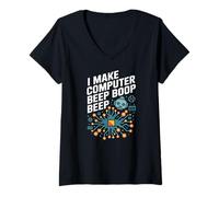 Femme Je crée Un Circuit Beep Boop Beep Beep pour Ordinateur T-Shirt avec Col en V