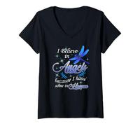 Femme Je Crois aux Anges Parce Que j'en AI Quelques-UNS au Paradis T-Shirt avec Col en V