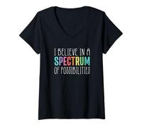 Femme Je crois en un éventail de possibilités : sensibilisation à l'autisme T-Shirt avec Col en V