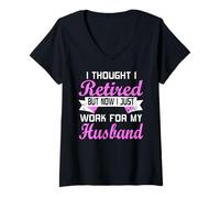 Femme Je croyais être à la Retraite mais Non Encore T-Shirt avec Col en V