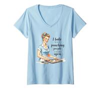 Femme Je Cuisine Parce Que Frapper Les Gens n'est Pas vu T-Shirt avec Col en V