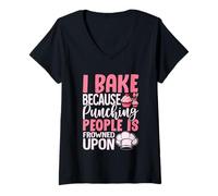 Femme Je Cuisine Parce Que Frapper Les Gens n'est Pas vu T-Shirt avec Col en V