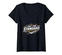 Femme Je définis l'état d'esprit Standard en matière d'excellence personnelle T-Shirt avec Col en V