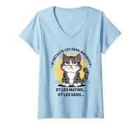Femme Je déteste les gens matinaux, et les matins et les gens T-Shirt avec Col en V