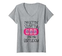 Femme Je deviens paresseux pour mon anniversaire | Casino Gambling T-Shirt avec Col en V