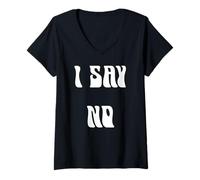 Femme Je dis Non T-Shirt avec Col en V