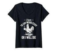 Femme Je Dois dire des Choses bizarres ou Je Vais Mourir Amoureux T-Shirt avec Col en V