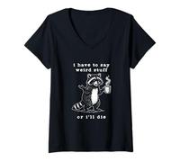 Femme Je Dois dire Une Blague Vintage Bizarre sur Un Raton Laveur rétro des années 90 T-Shirt avec Col en V