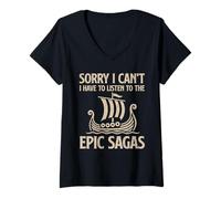 Femme Je dois écouter la comédie musicale Epic Sagas Greek Ulysse T-Shirt avec Col en V