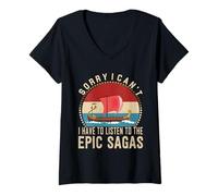Femme Je dois écouter la comédie musicale Epic Sagas Greek Ulysse T-Shirt avec Col en V