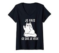 Femme Je Fais Ce Que Je Veux T-shirt drôle chat I do what I want T-Shirt avec Col en V