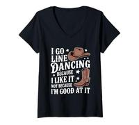 Femme Je Fais de la Danse en Ligne Parce Que J'aime ça T-Shirt avec Col en V
