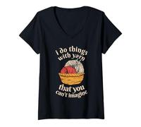 Femme Je Fais des Choses avec de la Laine Que Vous ne Pouvez Pas Imaginer Tricoter T-Shirt avec Col en V