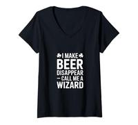 Femme Je Fais disparaître la bière, Appelle-Moi Un Magicien T-Shirt avec Col en V