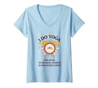 Femme Je Fais du Yoga Parce qu'il Est Mal Vu De Frapper Les Gens T-Shirt avec Col en V