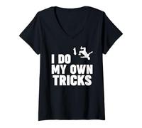 Femme Je Fais Mes Propres astuces en Skateboard T-Shirt avec Col en V