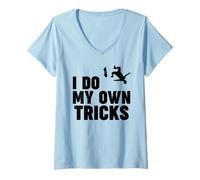 Femme Je Fais Mes Propres astuces en Skateboard T-Shirt avec Col en V