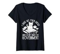 Femme Je Fais Mon Propre Pain et Je ne Fais Pas Confiance au Gouvernement T-Shirt avec Col en V