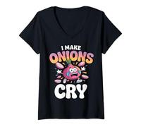 Femme Je fais pleurer des oignons, cuisine amusante T-Shirt avec Col en V