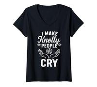Femme Je fais pleurer Knotty People T-Shirt avec Col en V