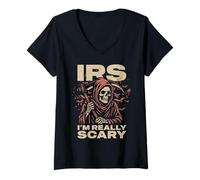 Femme Je Fais Vraiment Peur à L'Agent spécial de l'IRS Grim Reaper Death Angel T-Shirt avec Col en V