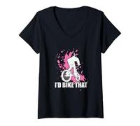 Femme Je Ferais ce vélo avec Passion T-Shirt avec Col en V