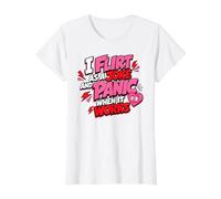 Femme Je flirte comme Une Blague et Je Panique Quand ça Marche, Bande dessinée rétro T-Shirt Graphique avec Valeur