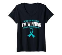 Femme Je gagne le cancer de l'ovaire Suck It T-Shirt avec Col en V