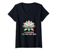 Femme Je Jardine pour trouver Mon Jardinier Amateur Zen T-Shirt avec Col en V