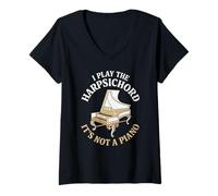 Femme Je Joue du Clavecin, ce n'est Pas Un Piano T-Shirt avec Col en V