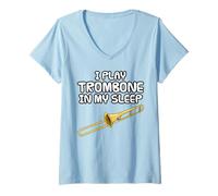 Femme Je joue du trombone pendant mon sommeil, musicien drôle T-Shirt avec Col en V