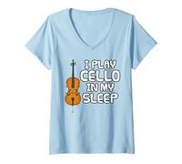 Femme Je joue du violoncelle dans mon sommeil, violoncelliste T-Shirt avec Col en V